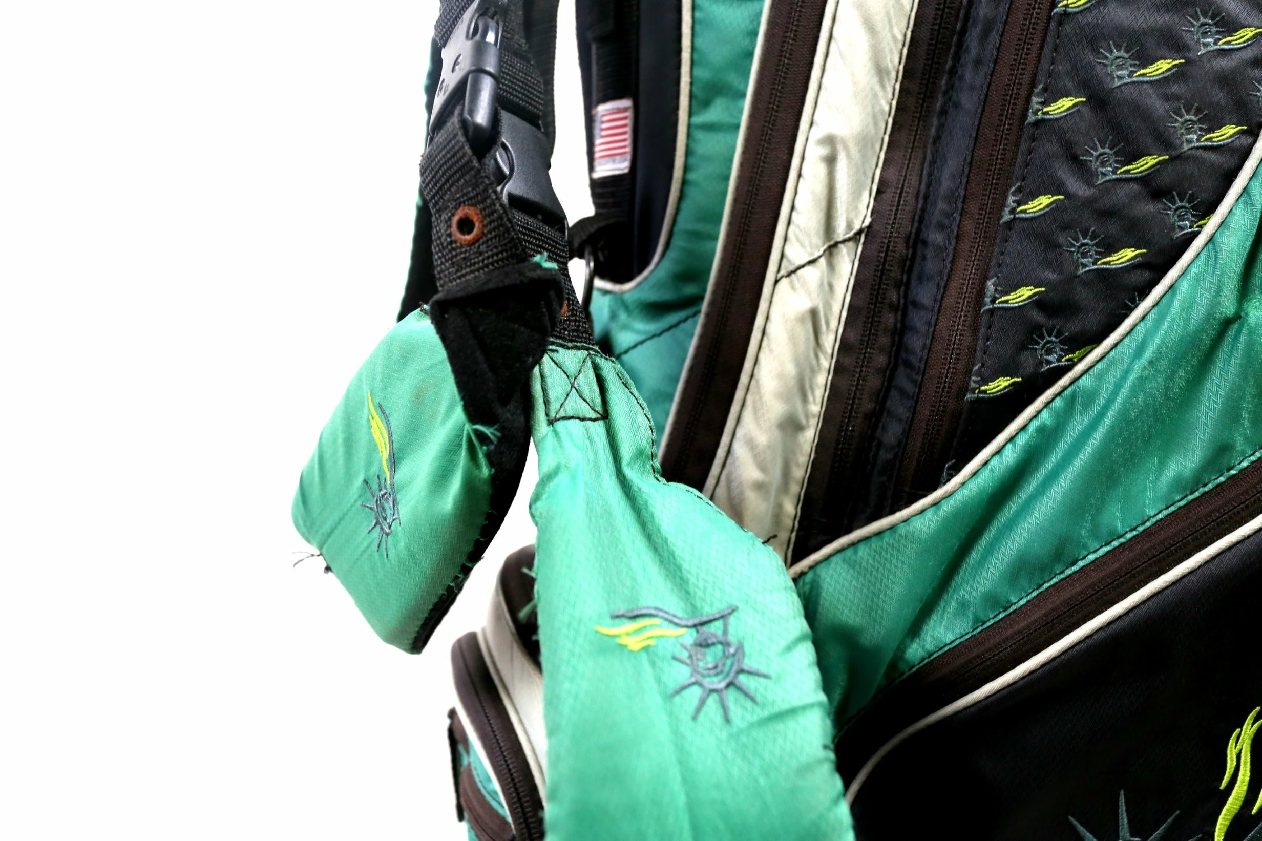 Club Glove Stand Golf Bag 7 Dividers 8 Pockets Shoulder Strap Green/Black - Image 9
