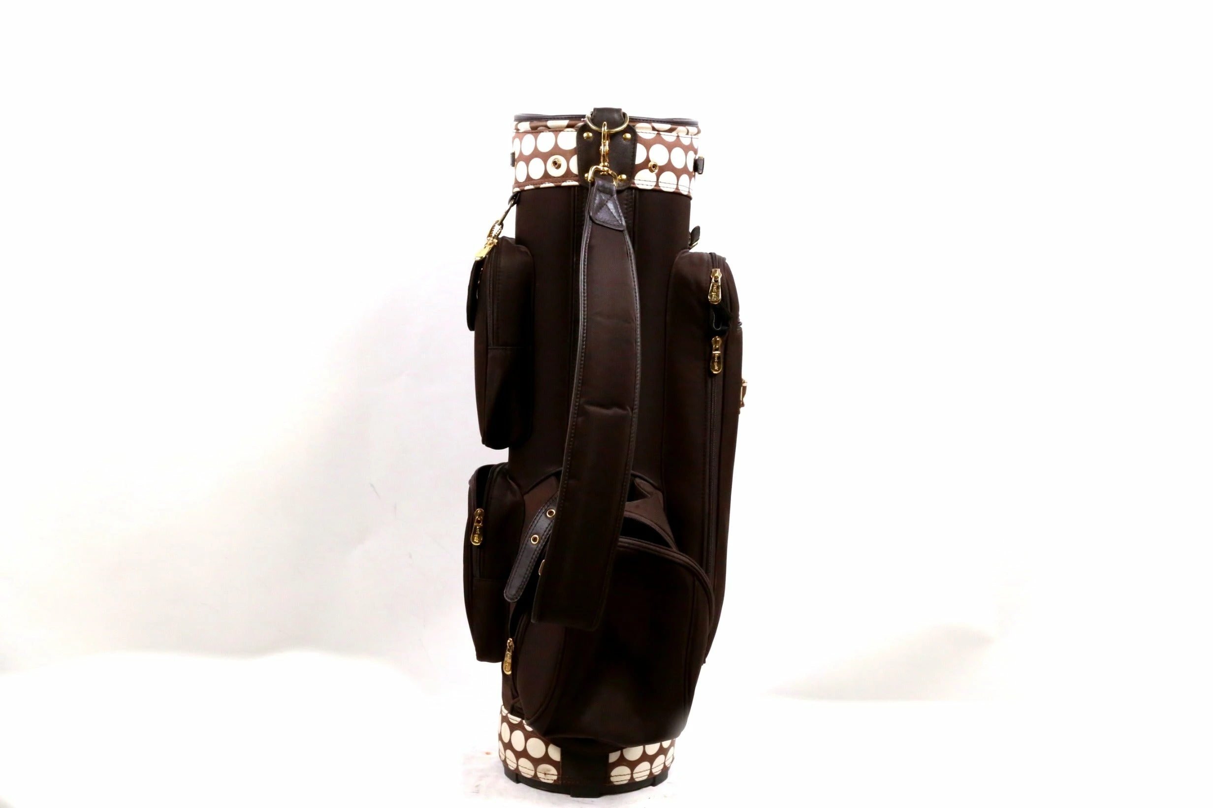 Keri Golf Brown/White Cart Bag 6-Dividers 5-Pockets Shoulder Strap