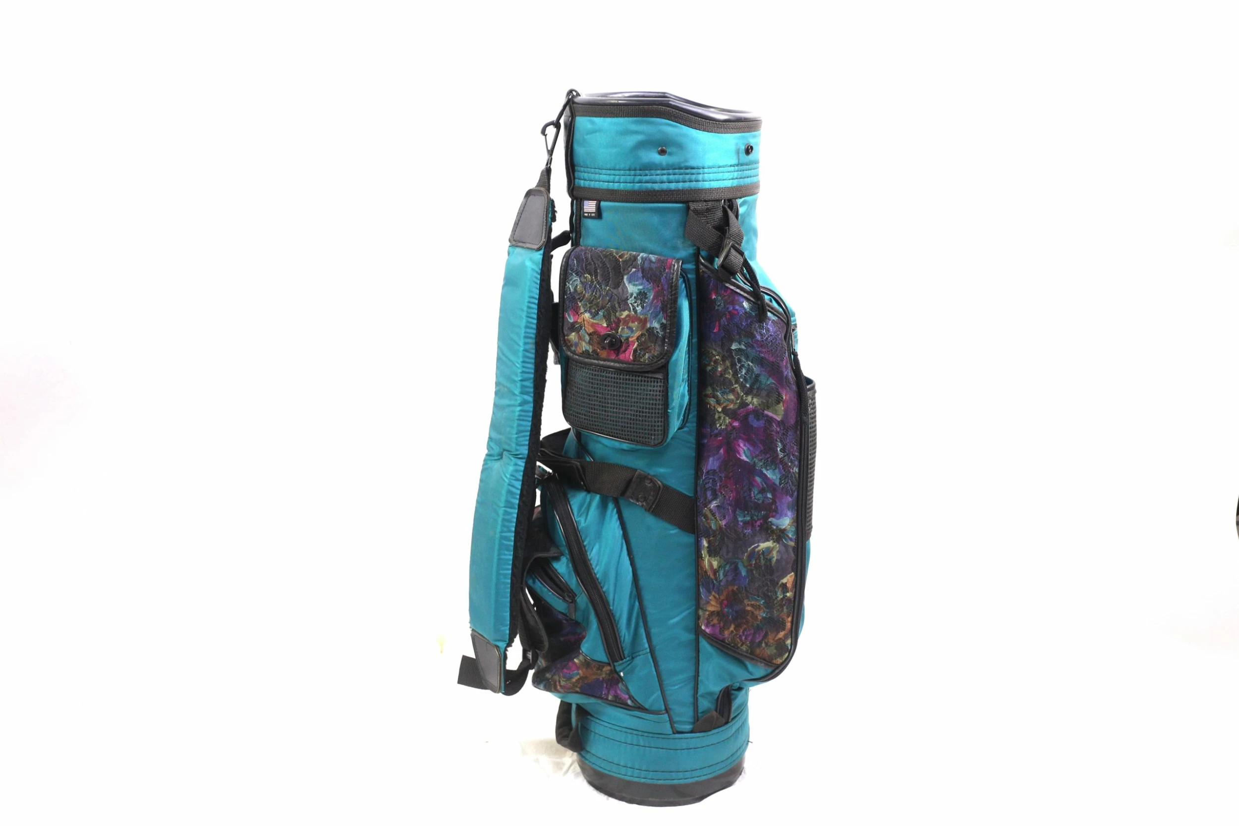 Datrek Green/Floral Print Cart Bag 6-Dividers 9-Pockets Shoulder Strap - Image 2