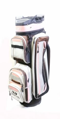 GloveIt Ladies Cart Bag 14 Dividers 8 Pockets Pink/Brown/Silver