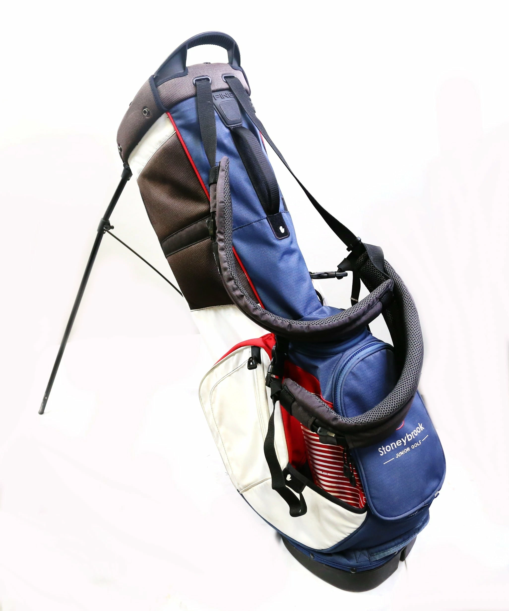 Ping Red White And Blue Hoofer 5 Dividers 8 Pockets Stand Golf Bag